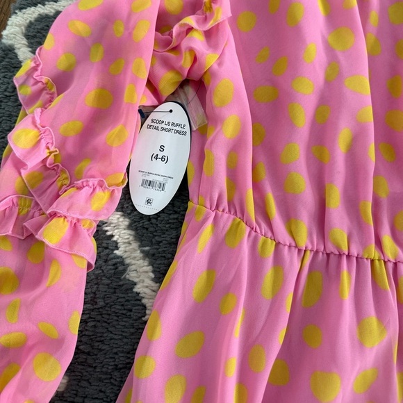 Scoop NYC Pink and Yellow Polka Dot Ruffled Dress NWT - Picture 10 of 10